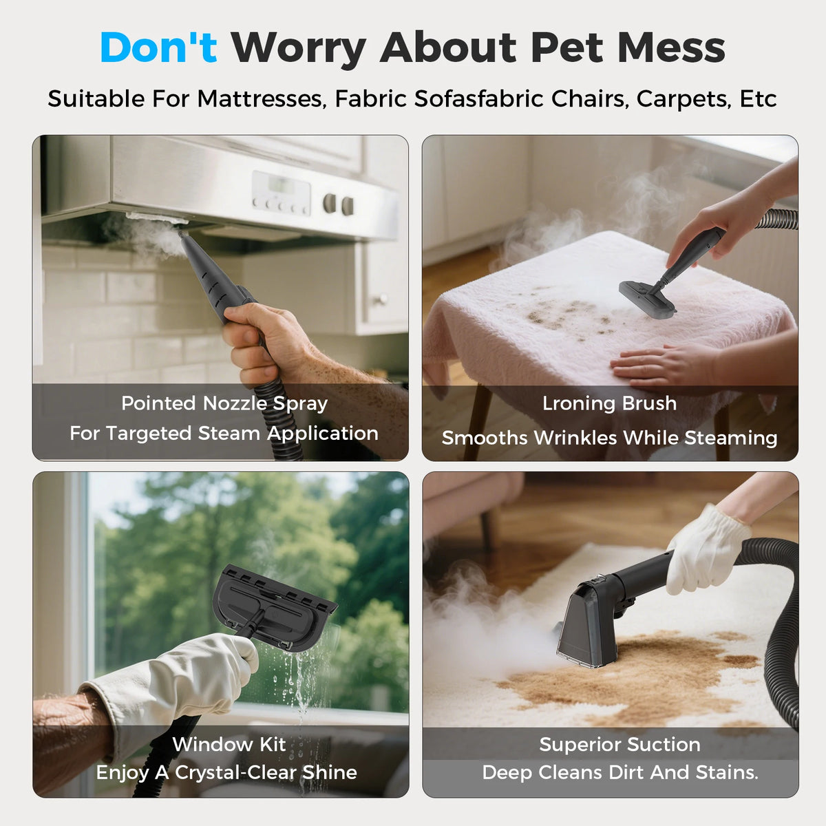 Teendow C6 MAX 3-in-1 Vacuum – 1650W Steam, 12,000 Pa Suction, Dual Tanks