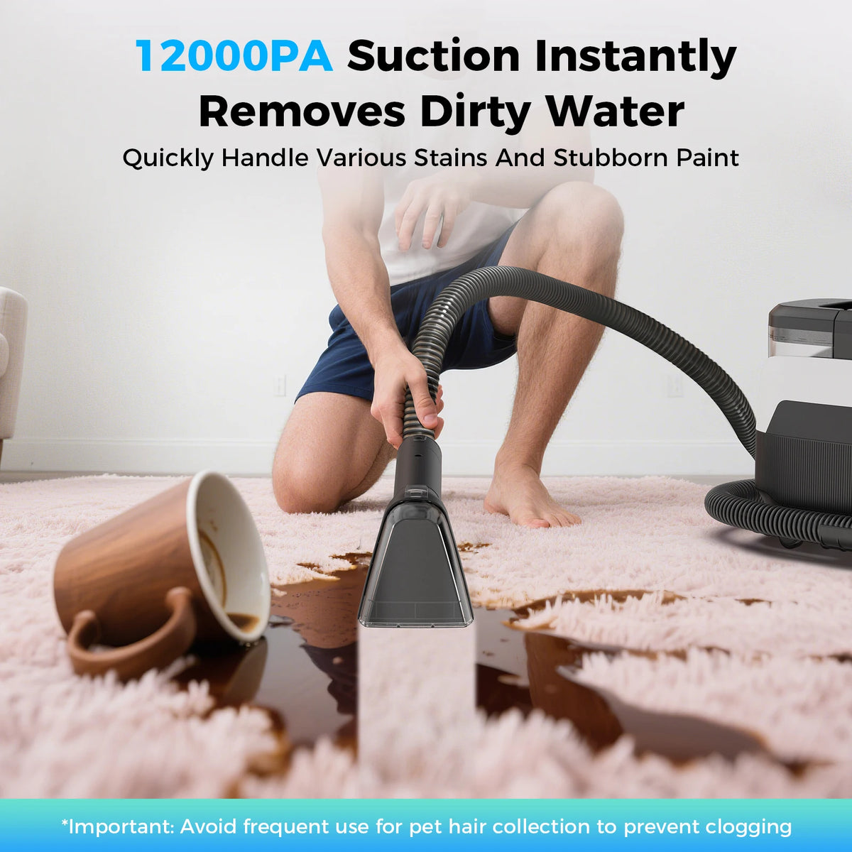 Teendow C6 MAX 3-in-1 Vacuum – 1650W Steam, 12,000 Pa Suction, Dual Tanks
