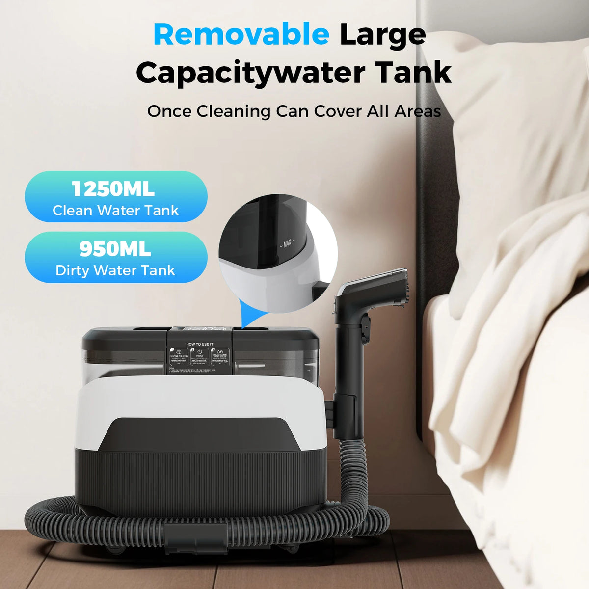 Teendow C6 MAX 3-in-1 Vacuum – 1650W Steam, 12,000 Pa Suction, Dual Tanks