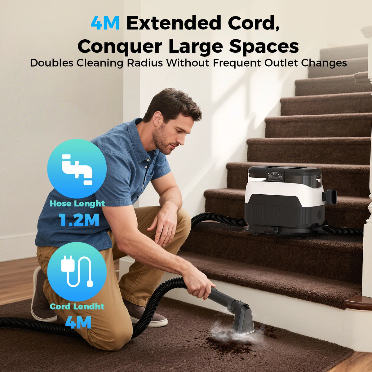 Teendow C6 MAX 3-in-1 Vacuum – 1650W Steam, 12,000 Pa Suction, Dual Tanks