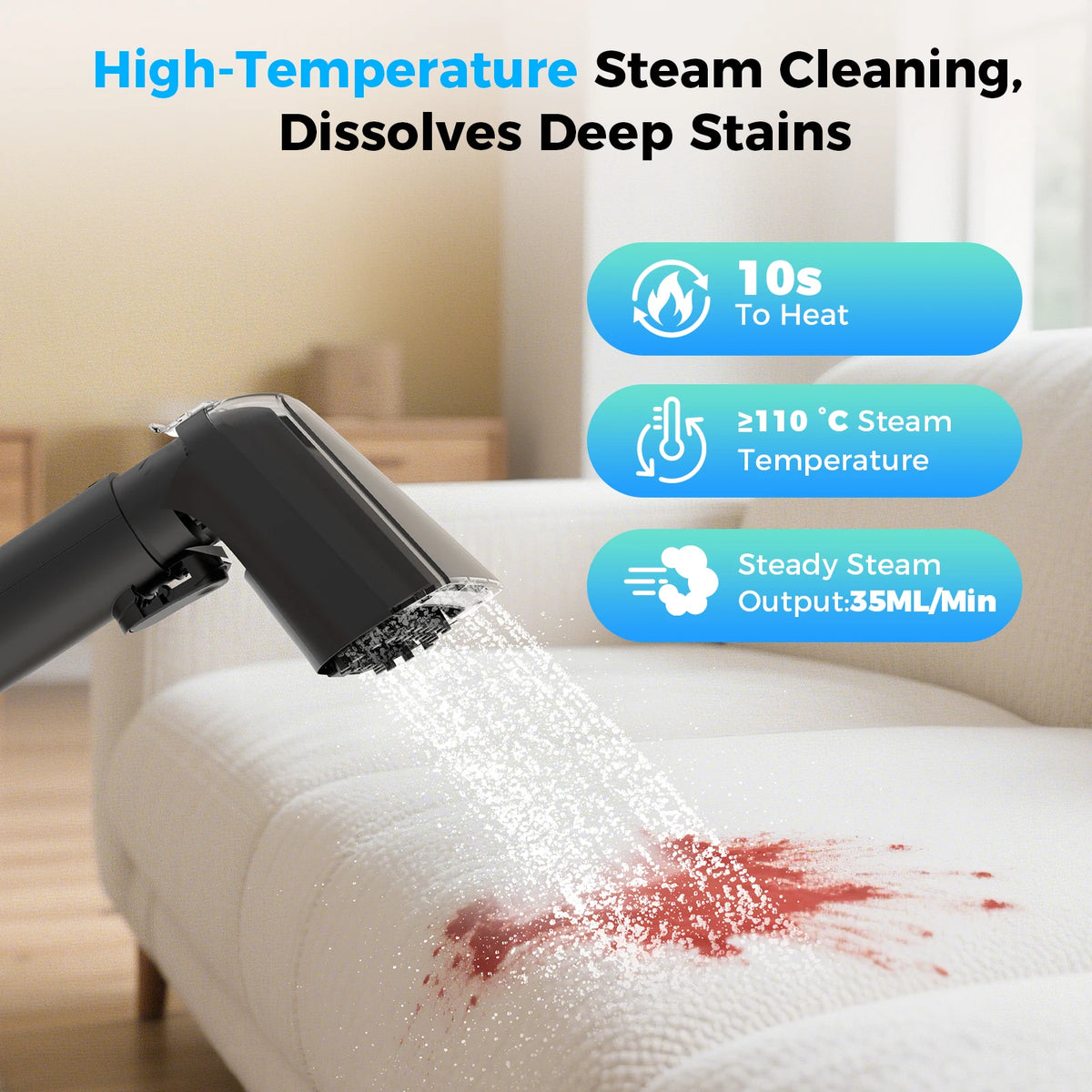Teendow C6 MAX 3-in-1 Vacuum – 1650W Steam, 12,000 Pa Suction, Dual Tanks