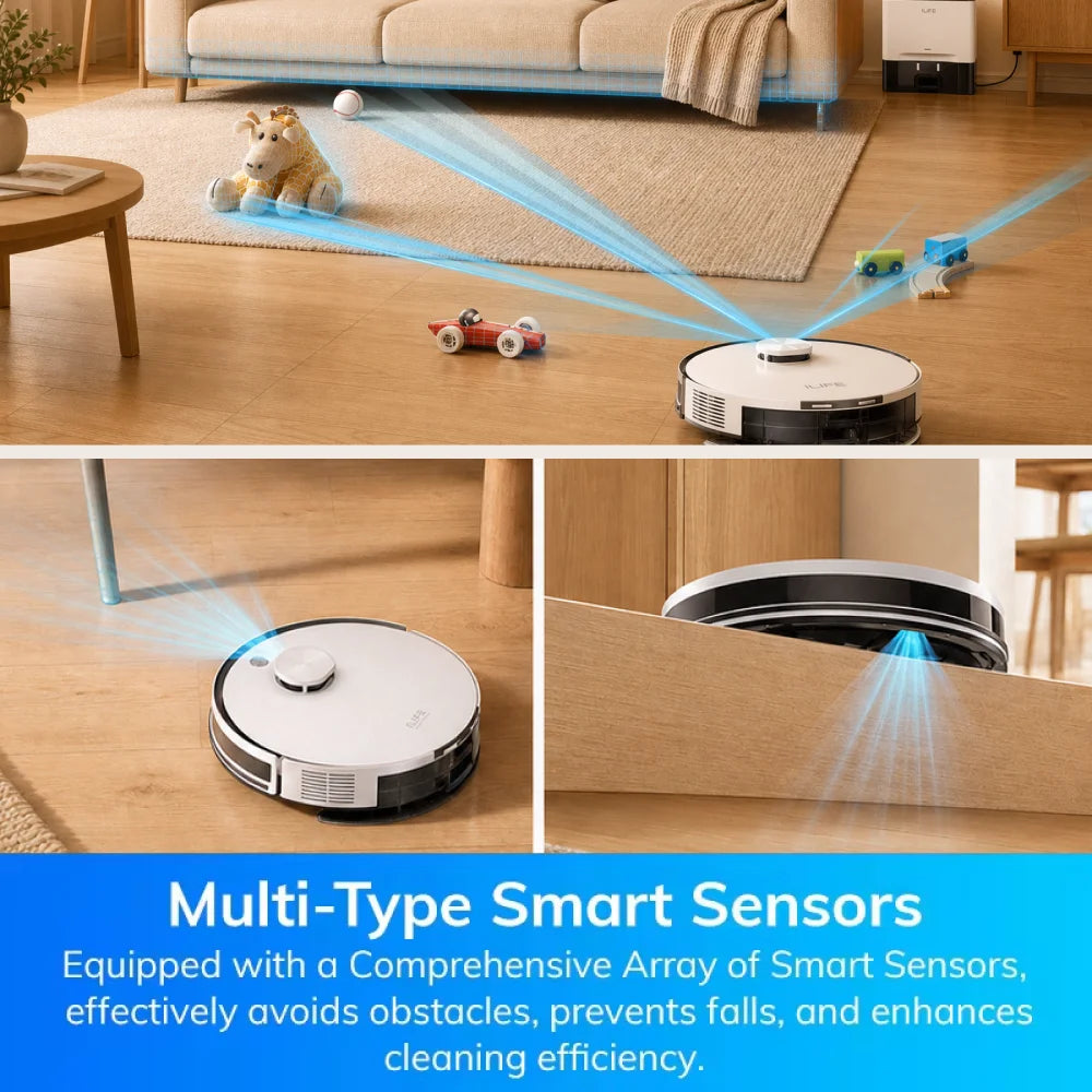 ILIFE A30 Pro Robot Vacuum with Auto-Empty, LDS Navigation, 2-in-1 Vacuum and Mop Function, and App