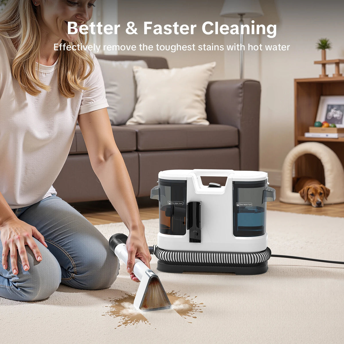 Lubluelu V8 (800W) Hot Water Washer (60°C) – Deep Stain Cleaning, Powerful Suction