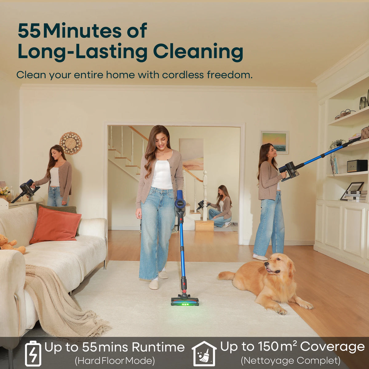Erabros EV2 Vacuum Cleaner – 450w High Suction Power, Smart, LED Display
