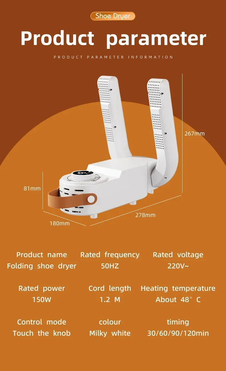 Always-Fresh Shoes, Zero Effort — Smart Electric Shoe Dryer with Timer & Deodoriser