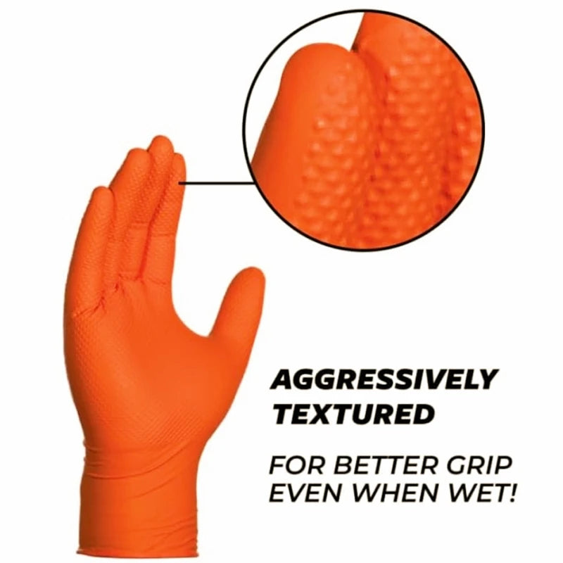 Grip Anything, Fear Nothing — 8 Mil Heavy Duty Nitrile Gloves with Diamond Texture