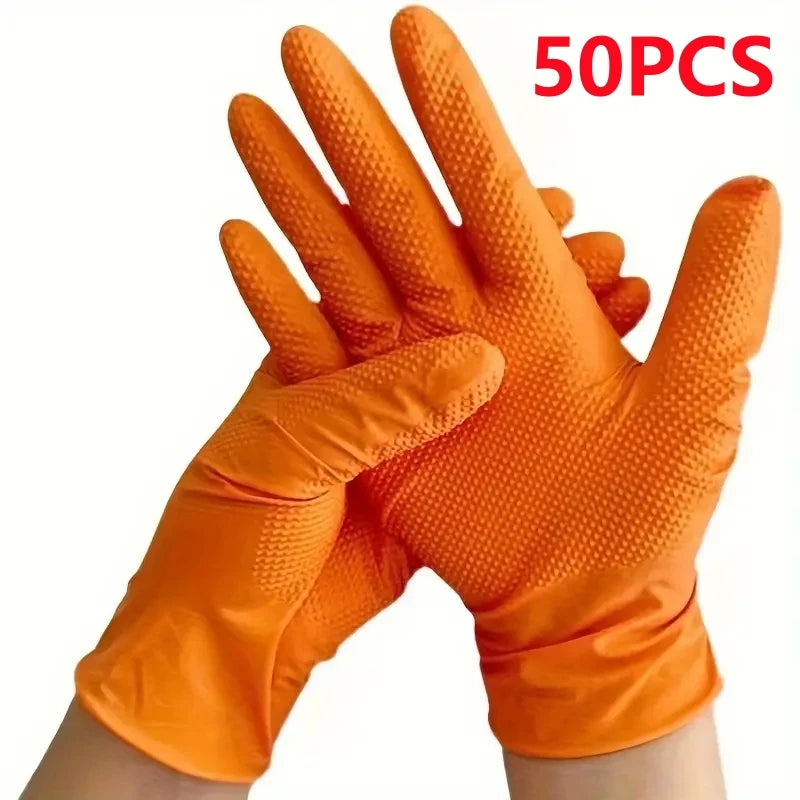 Grip Anything, Fear Nothing — 8 Mil Heavy Duty Nitrile Gloves with Diamond Texture