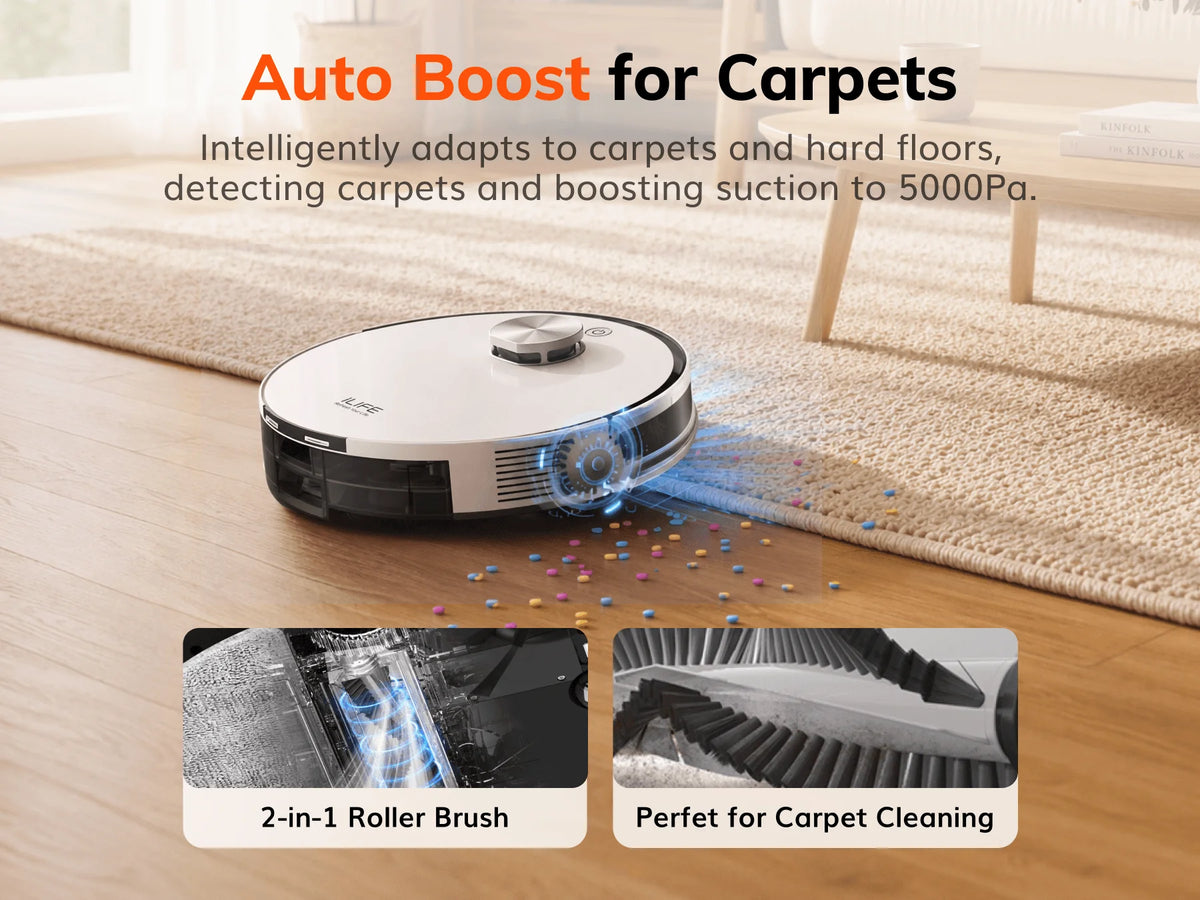 ILIFE A30 Pro Robot Vacuum with Auto-Empty, LDS Navigation, 2-in-1 Vacuum and Mop Function, and App