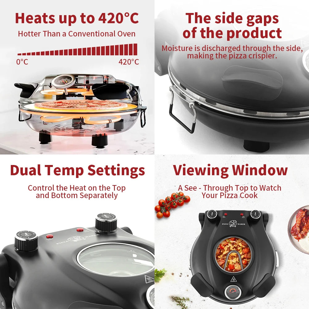 Klaif Electric Pizza Oven, 5 temperature levels