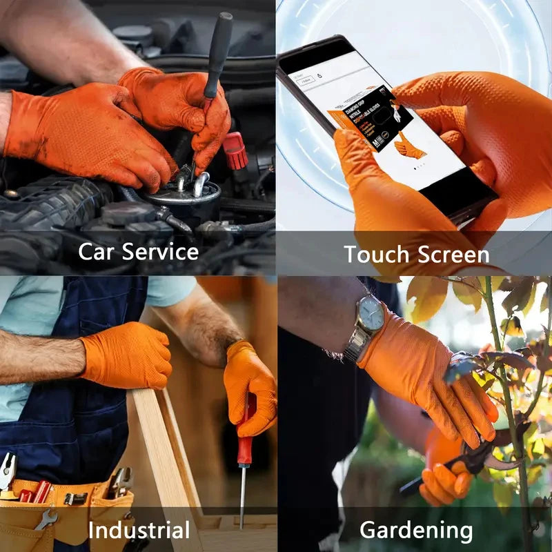 Grip Anything, Fear Nothing — 8 Mil Heavy Duty Nitrile Gloves with Diamond Texture