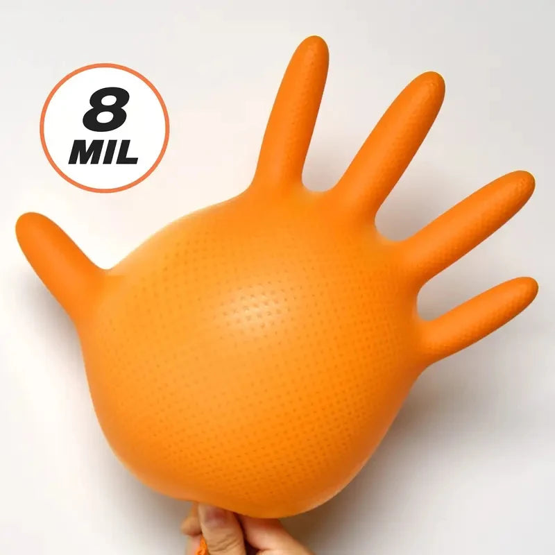 Grip Anything, Fear Nothing — 8 Mil Heavy Duty Nitrile Gloves with Diamond Texture