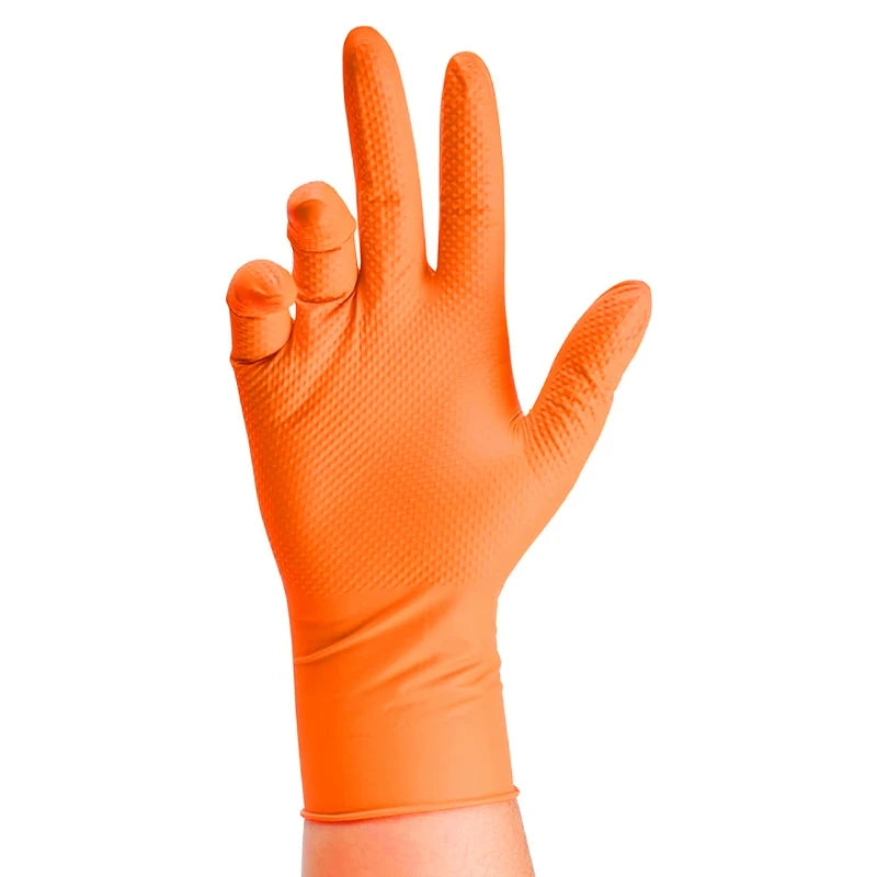 Grip Anything, Fear Nothing — 8 Mil Heavy Duty Nitrile Gloves with Diamond Texture