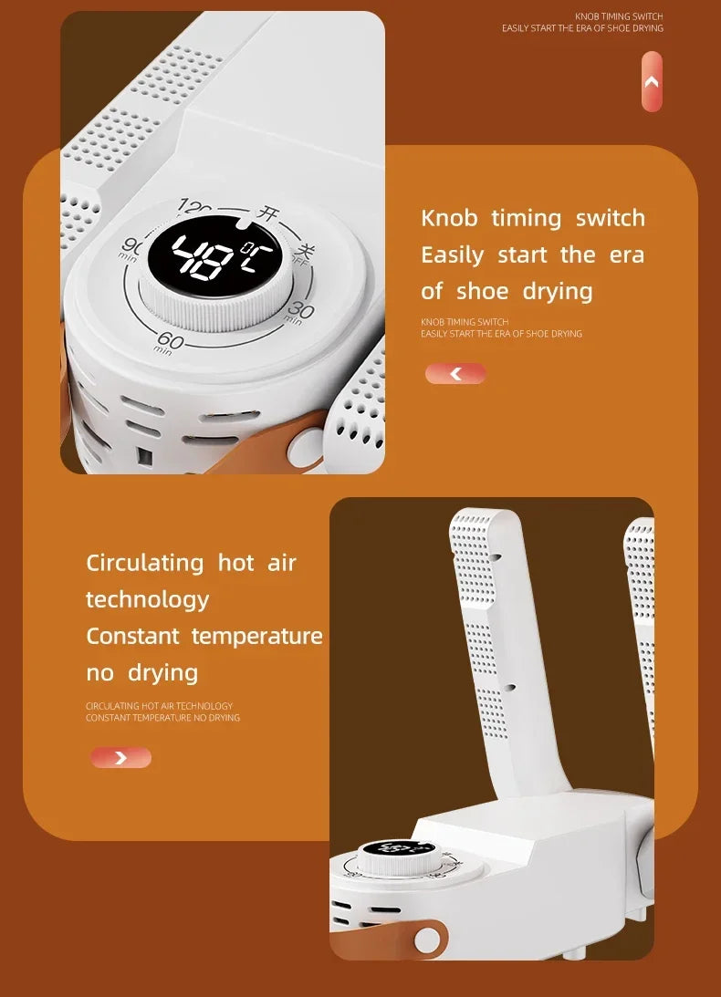 Always-Fresh Shoes, Zero Effort — Smart Electric Shoe Dryer with Timer & Deodoriser