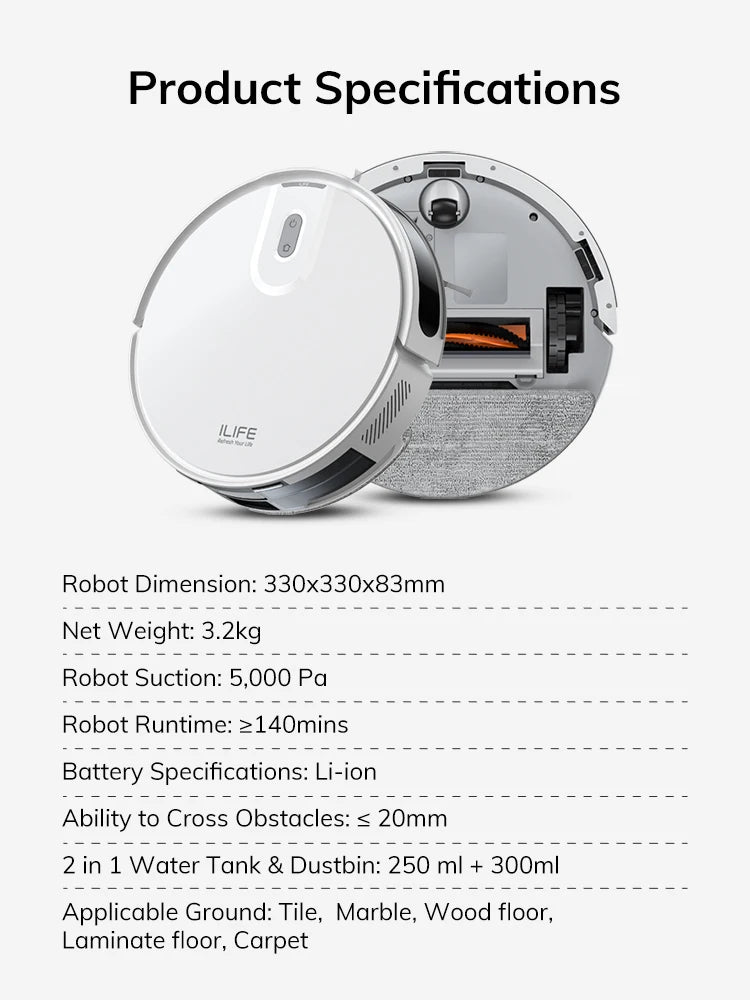 ILIFE V20 5000Pa Robot Vacuum with LiDAR and APP