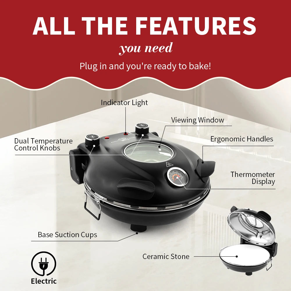 Klaif Electric Pizza Oven, 5 temperature levels
