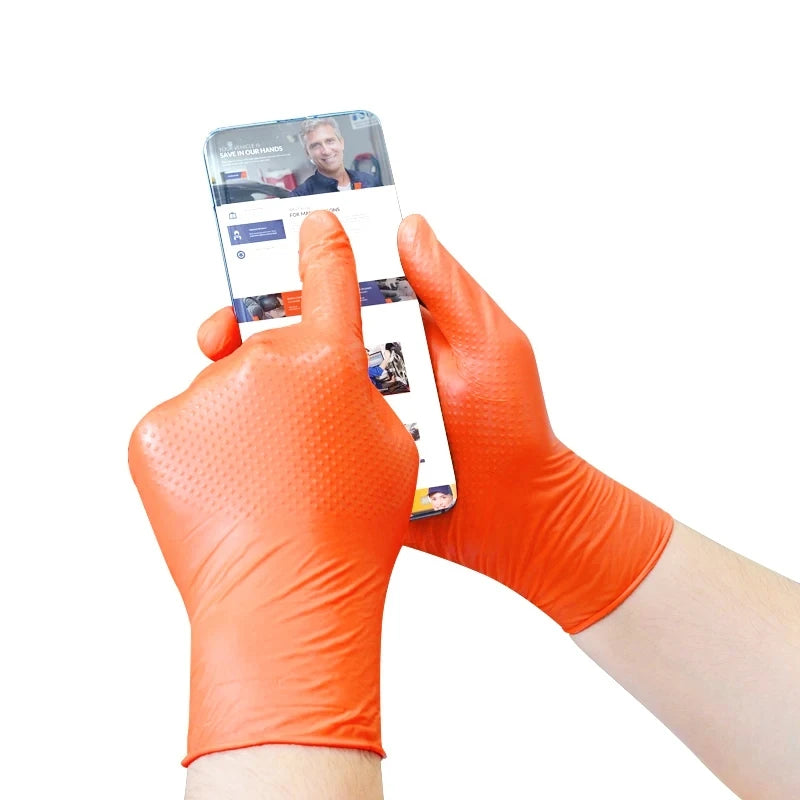 Grip Anything, Fear Nothing — 8 Mil Heavy Duty Nitrile Gloves with Diamond Texture