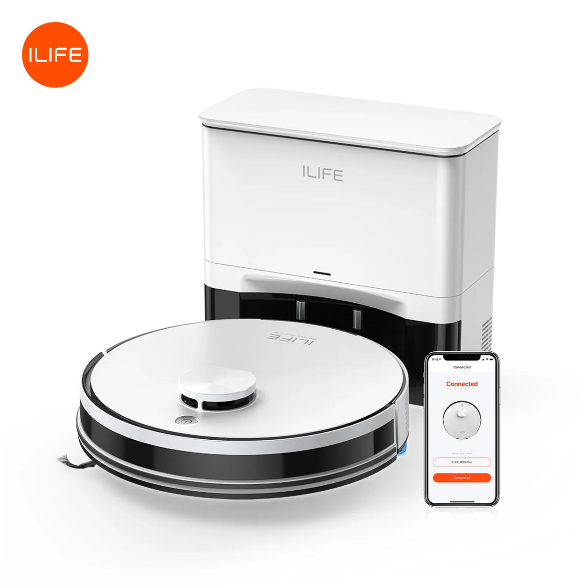 ILIFE A30 Pro Robot Vacuum with Auto-Empty, LDS Navigation, 2-in-1 Vacuum and Mop Function, and App