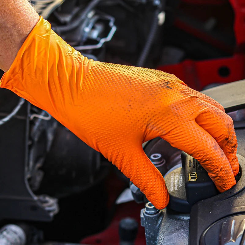 Grip Anything, Fear Nothing — 8 Mil Heavy Duty Nitrile Gloves with Diamond Texture
